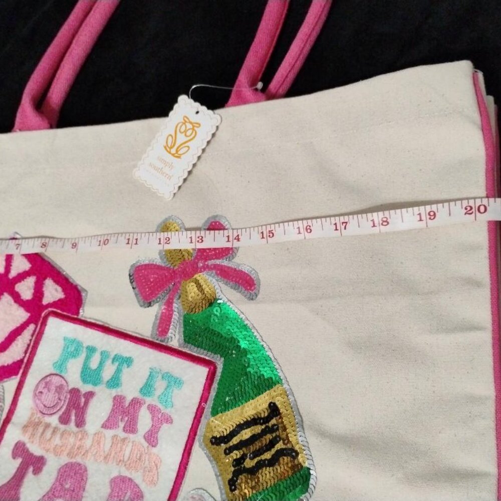 Simply Southern Put it On My Husbands Tab Sequined Tote Bag NWT - Picture 6 of 9